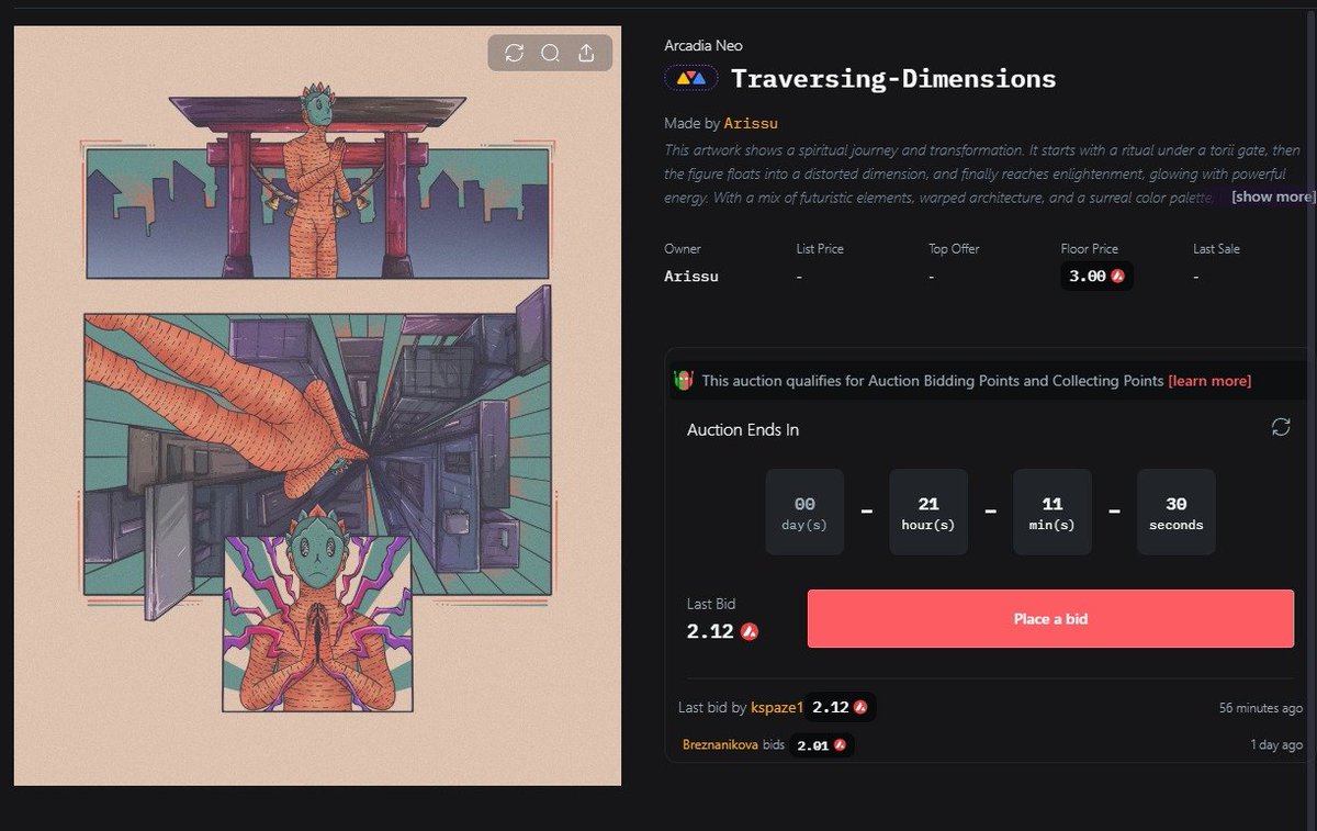 Arissu (@arissamaa) on Twitter photo I got another bid from <a href="/kspaze1/">kspaze1</a> 🫶
outbidding <a href="/Breznanikova/">Zuzana Breznanikova</a> 🔺
Last bid 2.12 $AVAX
21 hrs left
Join my auction, Link on below!🧵 I got another bid from <a href="/kspaze1/">kspaze1</a> 🫶
outbidding <a href="/Breznanikova/">Zuzana Breznanikova</a> 🔺
Last bid 2.12 $AVAX
21 hrs left
Join my auction, Link on below!🧵
