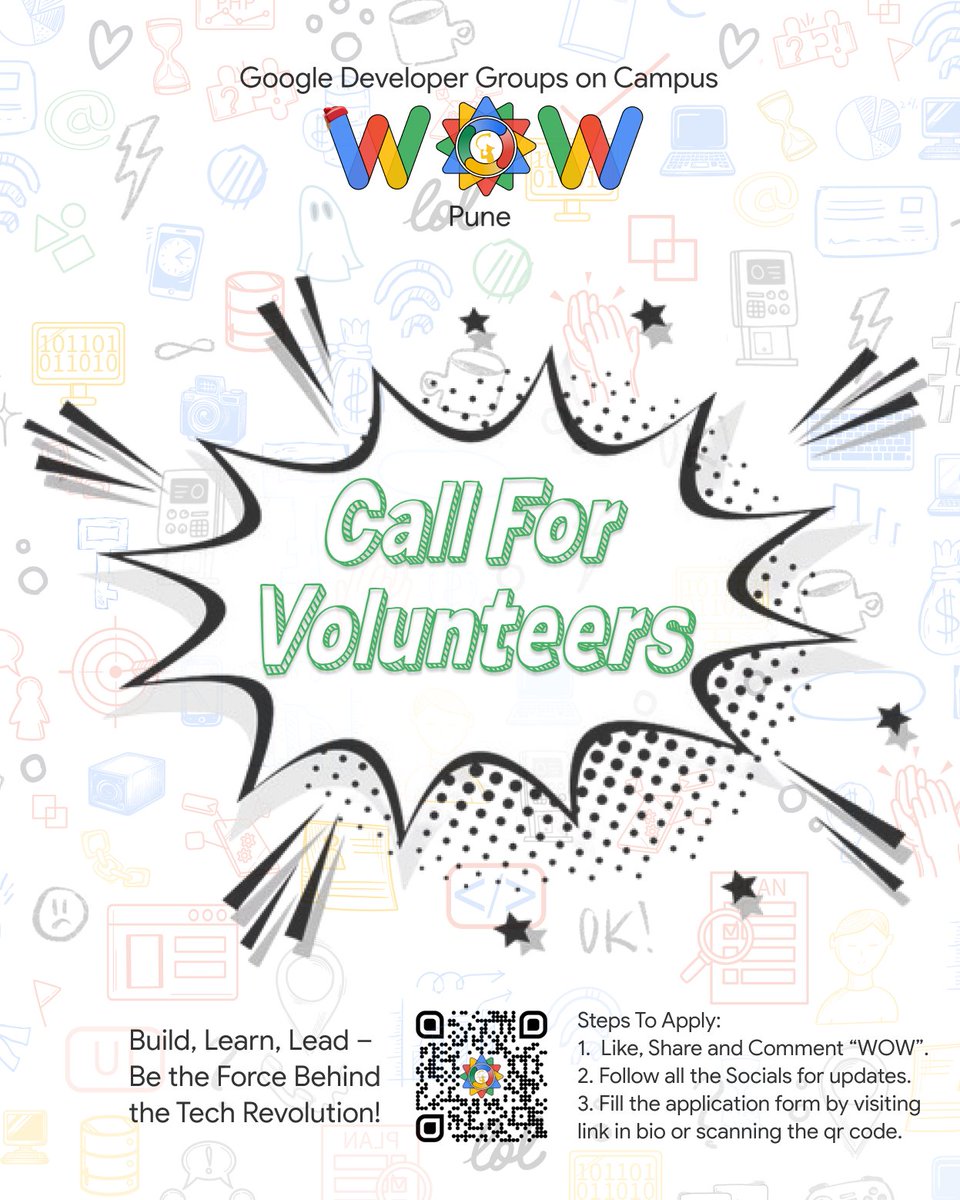 GDGoCPune's tweet photo. Join the Movement – Be a WOW Volunteer! 🌟
Passionate about tech? Ready to make an impact? WOW Pune is calling YOU! 🚀✨
🔹 Build new skills
🔹 Showcase your talent
🔹 Expand your network https://t.co/NY4iw3oqE1