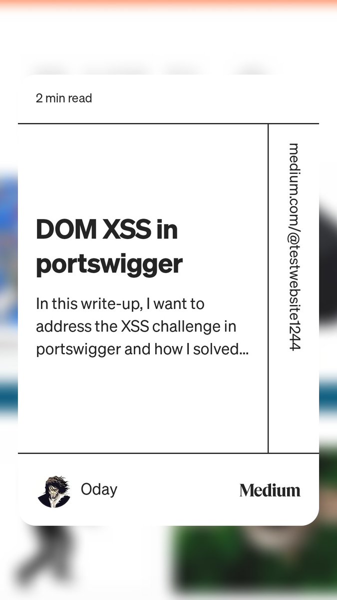Read “DOM XSS in portswigger“ by Oday on Medium: medium.com/@testwebsite12…