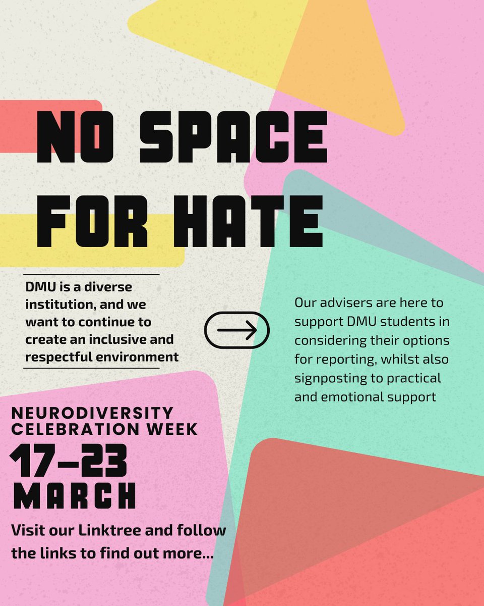 ☂️🌈 We wanted to take this week as an opportunity to remind you all that we want DMU to be a diverse, welcoming and inclusive university. Here are some of the ways you can access support 💞 check out our Linktree links for further information about each service 🖱