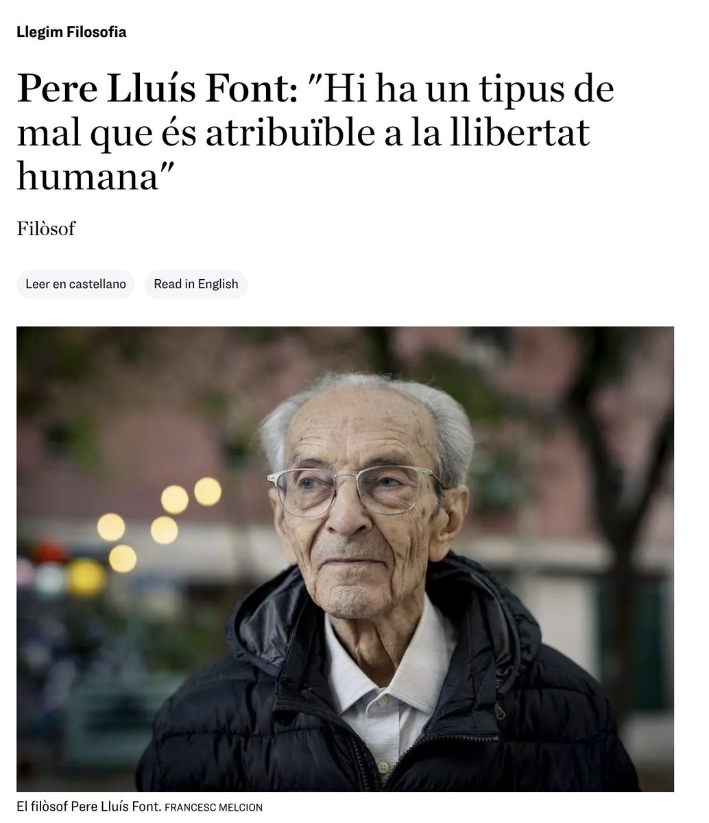Ara que Pere Lluís Font ha estat guardonat amb el Premi d'Honor de les Lletres catalanes comparteixo amb vosaltres aquesta joia d'entrevista:
tuit.cat/gZs0T via <a href="/diariARA/">diariARA</a> signada per <a href="/aragayi/">Ignasi Aragay</a> 
#Filosofia #Saviesa #Cultura <a href="/omnium/">Òmnium Cultural</a>