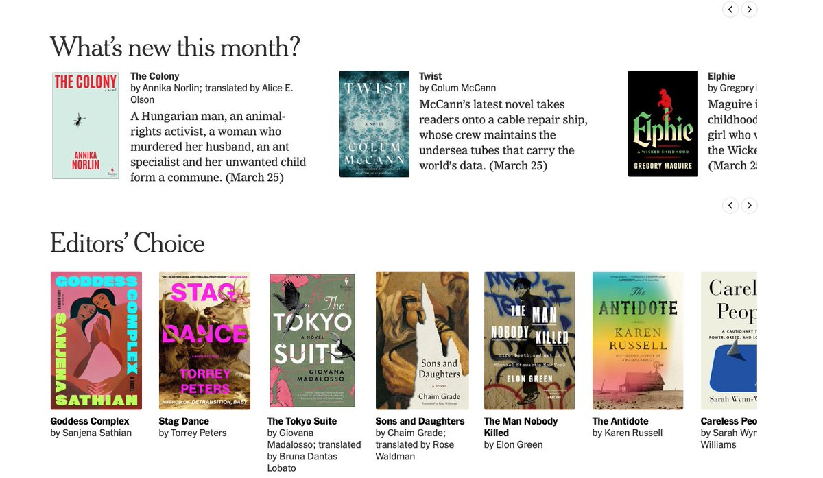 Europa Editions (@europaeditions) on Twitter photo Both our March titles, written and translated by women, are recommended by <a href="/nytimesbooks/">New York Times Books</a>!
Check out THE TOKYO SUITE by Giovana Madalosso (tr. <a href="/bdantaslobato/">Bruna Dantas Lobato</a>) and THE COLONY by Annika Norlin (tr. Alice E. Olson):
nytimes.com/interactive/20…
#womenintranslation #WomensHistoryMonth Both our March titles, written and translated by women, are recommended by <a href="/nytimesbooks/">New York Times Books</a>!
Check out THE TOKYO SUITE by Giovana Madalosso (tr. <a href="/bdantaslobato/">Bruna Dantas Lobato</a>) and THE COLONY by Annika Norlin (tr. Alice E. Olson):
nytimes.com/interactive/20…
#womenintranslation #WomensHistoryMonth