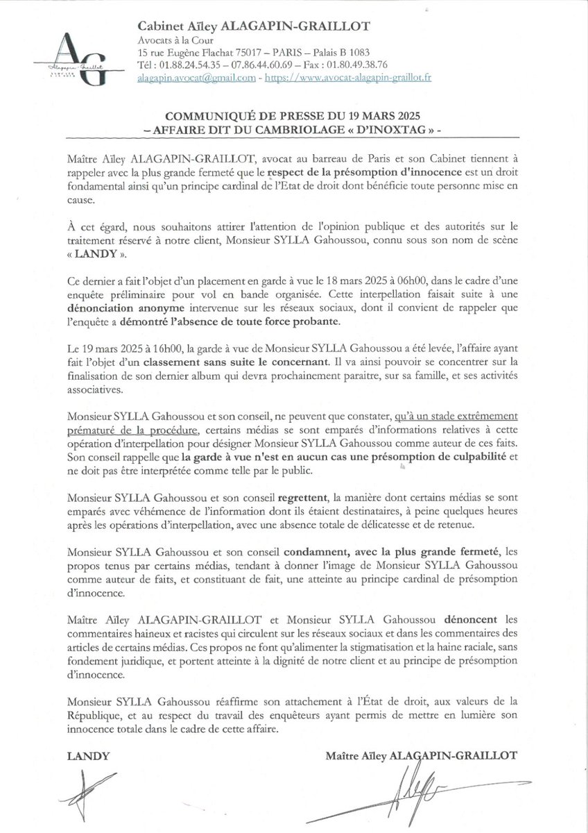 aileyag's tweet image. #landy #inoxtag 
#liberte #classentsanssuite 

Le communiqué de presse du jour
