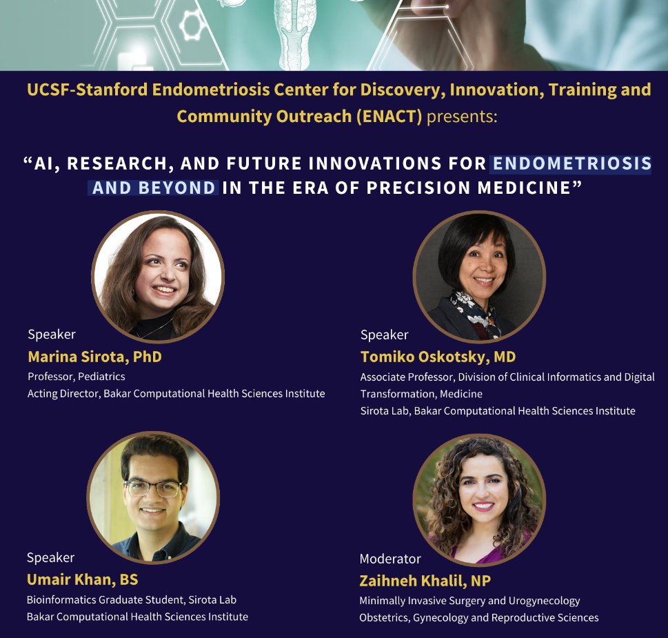 UCSF Bakar Computational Health Sciences Institute (@ucsf_bchsi) on Twitter photo Join the <a href="/UCSF/">UC San Francisco</a> <a href="/Stanford/">Stanford University</a> Enact webinar on Wed., 3/26 w/ BCHSI team "AI, Research, and Future Innovations for Endometriosis and Beyond in the Era of Precision Medicine" <a href="/msirota84/">Marina Sirota</a> <a href="/tomiko22/">tomiko oskotsky</a> Umair Khan - Details here enactcenter.org Join the <a href="/UCSF/">UC San Francisco</a> <a href="/Stanford/">Stanford University</a> Enact webinar on Wed., 3/26 w/ BCHSI team "AI, Research, and Future Innovations for Endometriosis and Beyond in the Era of Precision Medicine" <a href="/msirota84/">Marina Sirota</a> <a href="/tomiko22/">tomiko oskotsky</a> Umair Khan - Details here enactcenter.org