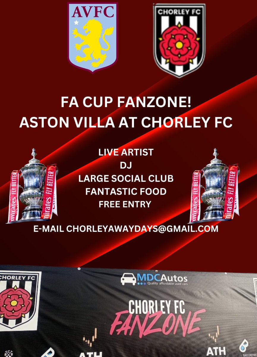 chorleyawaydays's tweet image. WOW🥳

More than 4️⃣0️⃣0️⃣ @AVFCOfficial supporters now booked in to our huge FA CUP FANZONE @chorleyfc  

🟣🔵THANK YOU VILLA 🟣🔵

Book now , chorleyawaydays@gmail.com 
#UTV #AVFC