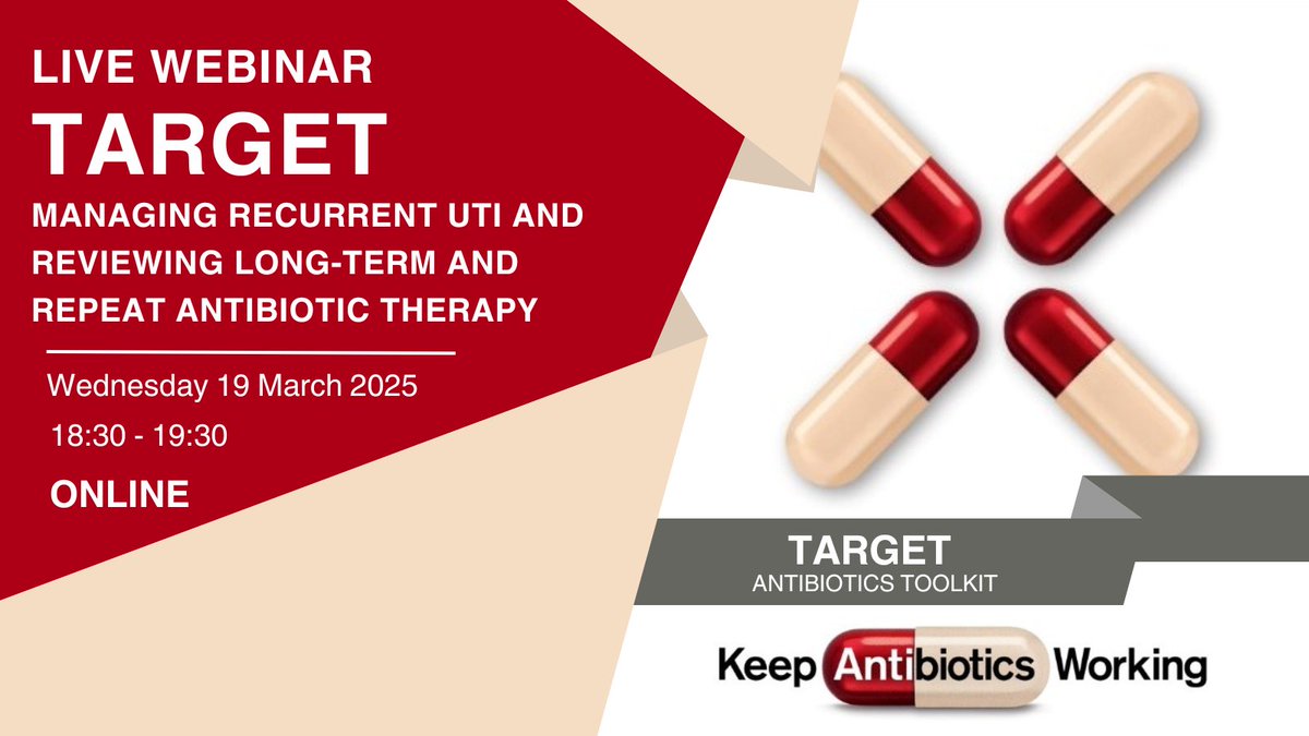 TARGETantibiotics (@targetabx) on Twitter photo ‼️TONIGHT‼️
Our webinar with <a href="/rcgp/">Royal College of General Practitioners</a> is starting in 30 minutes and will focus on managing recurrent #UTI in #primarycare
Thank you to our amazing speaker and panellists <a href="/LeighSanyaolu/">Leigh Sanyaolu</a> <a href="/avrilbiotic/">Avril Tucker</a>
Find out more and sign up: bit.ly/4c0BubA ‼️TONIGHT‼️
Our webinar with <a href="/rcgp/">Royal College of General Practitioners</a> is starting in 30 minutes and will focus on managing recurrent #UTI in #primarycare
Thank you to our amazing speaker and panellists <a href="/LeighSanyaolu/">Leigh Sanyaolu</a> <a href="/avrilbiotic/">Avril Tucker</a>
Find out more and sign up: bit.ly/4c0BubA