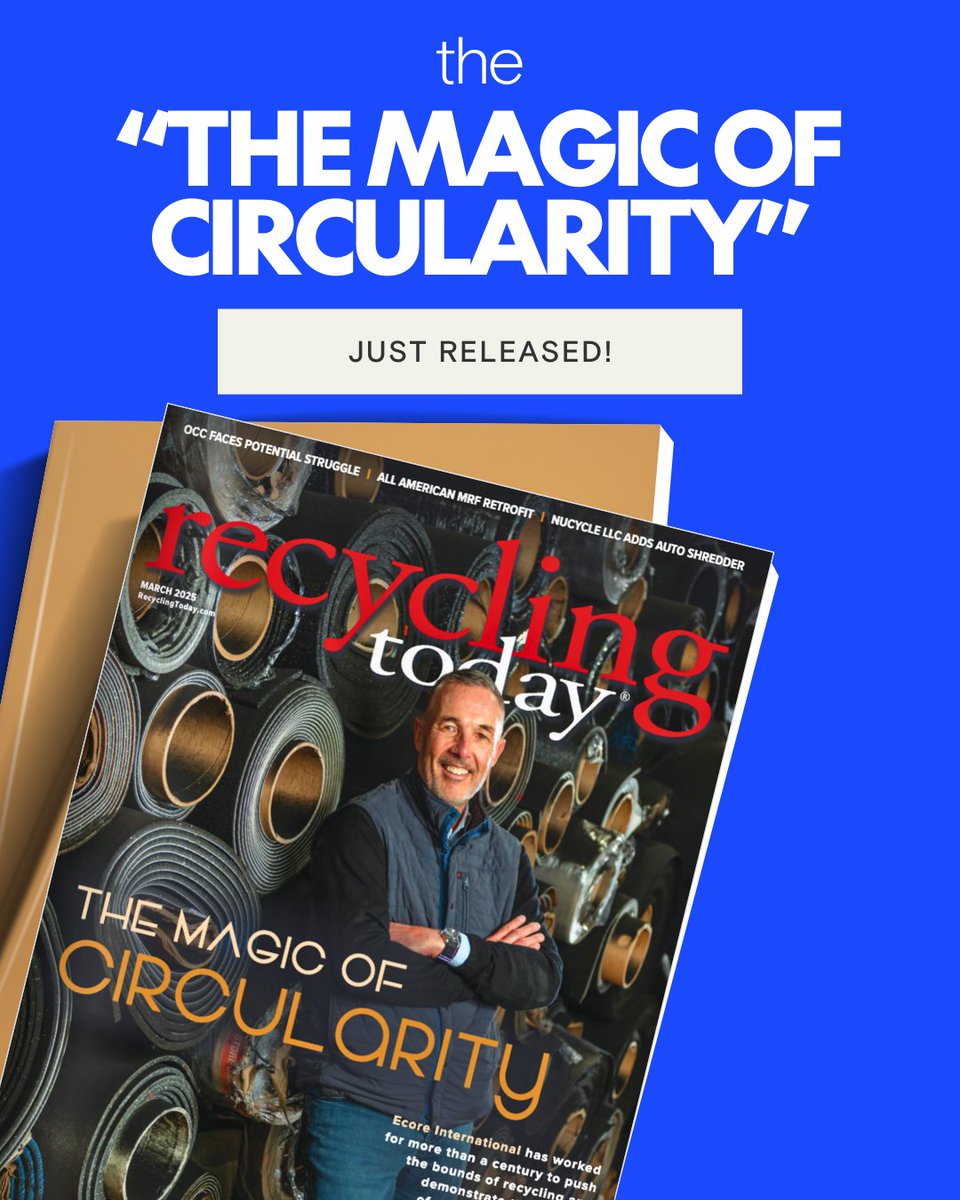 Ecore International (@ecoreintl) on Twitter photo From our factory floor to magazine cover! Our President and CEO, Art Dodge is featured in this month's <a href="/RecyclingToday/">Recycling Today</a> cover story, "The Magic of Circularity."
Read the full story: bit.ly/3FxWo5K
#recyclingtoday #recycle #innovation #sustinablebusiness #sustainability From our factory floor to magazine cover! Our President and CEO, Art Dodge is featured in this month's <a href="/RecyclingToday/">Recycling Today</a> cover story, "The Magic of Circularity."
Read the full story: bit.ly/3FxWo5K
#recyclingtoday #recycle #innovation #sustinablebusiness #sustainability