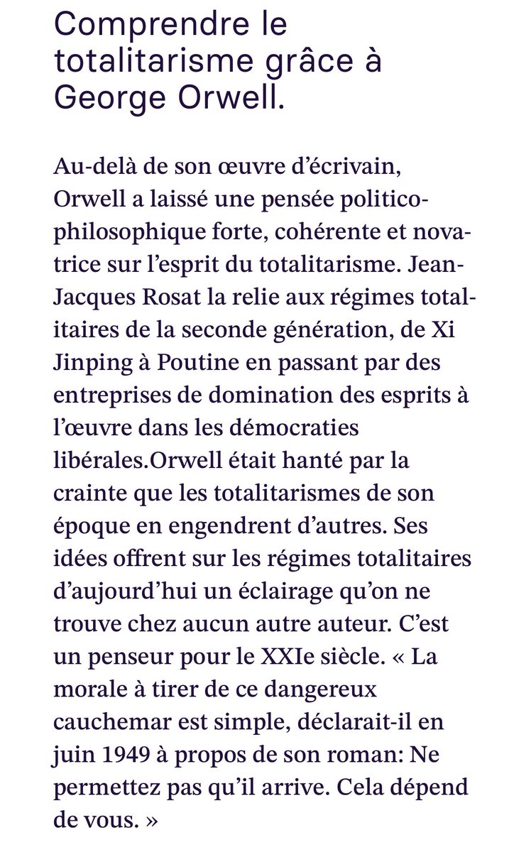 À paraître chez <a href="/Hors_d_atteinte/">Éditions Hors d'atteinte</a> 

« L’esprit du totalitarisme. George Orwell et 1984 face au XXIe siècle » par Jean-Jacques Rosat :
 horsdatteinte.org/livre/lesprit-…