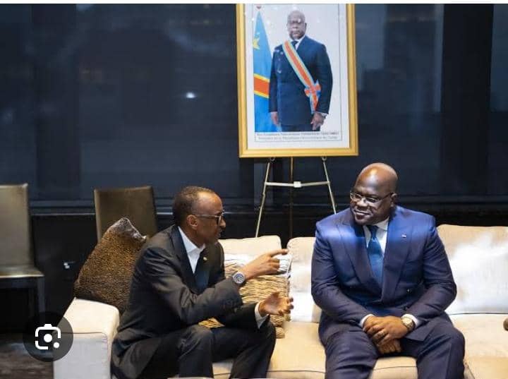 OfeloCharles's tweet photo. Sois la médiation de l'Emir du Qatar, « Un cessez-le-feu immédiat et inconditionnel a été décidé entre la RDC et le Rwanda lors d'une rencontre entre les Présidents Félix Tshisekedi et Paul Kagame à Doha. @FRANCE24 @AssembleeNatRDC @Presidence_RDC @TopCongo @RFI @bbcafrique https://t.co/Ygpc9C4iEc