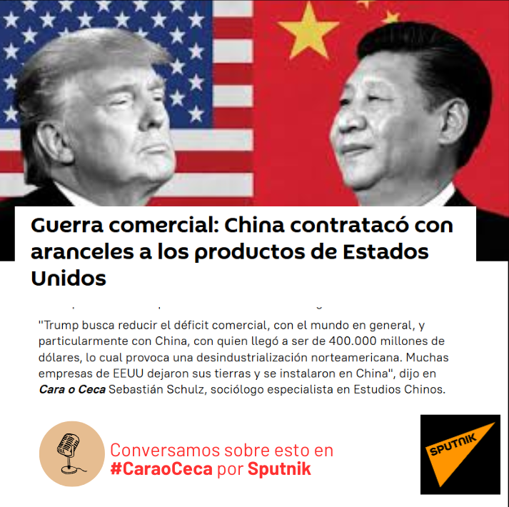 jsebaschulz's tweet photo. 🎙️#China anuncio que impondrá #aranceles de hasta el 15% a la importación de productos agrícolas de #EstadosUnidos, en respuesta a las medidas del presidente Donald #Trump.
Conversamos sobre esto en #CaraoCeca de #SputnikMundo 👇🏼
https://t.co/rkBv0NC0uu https://t.co/YfflGvs6s0