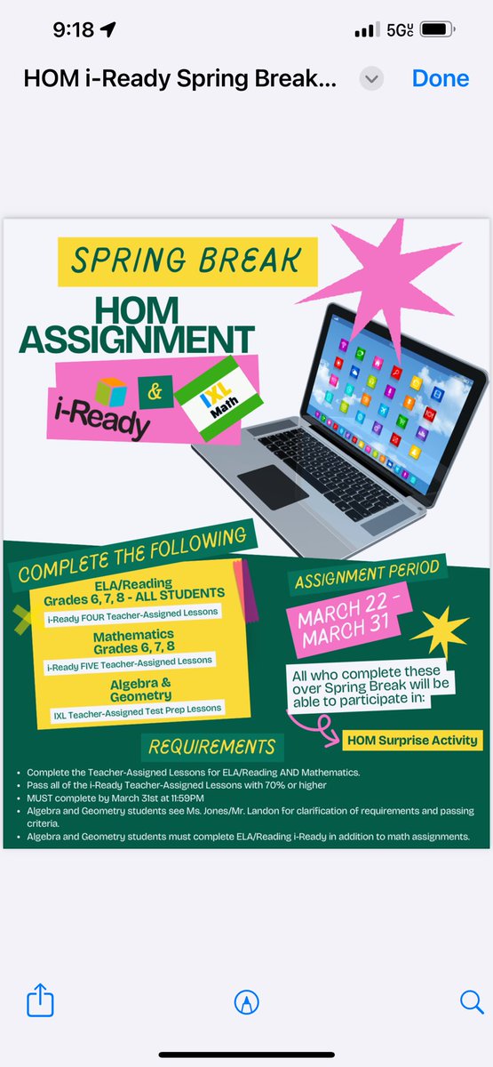 Spring Break Assignments