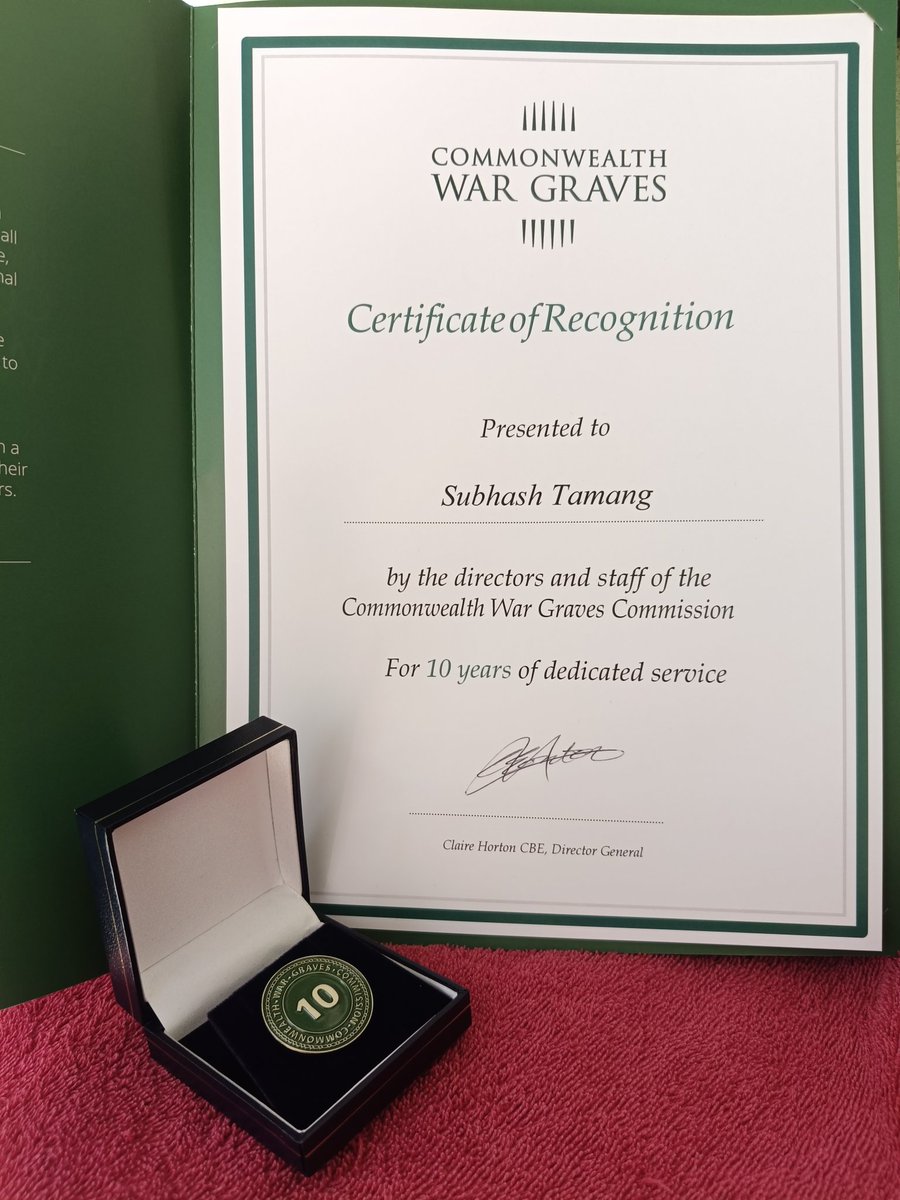 Certificate of Recognition  for 10 years of service 🏅
Thank you🙏🏻
<a href="/CWGC/">Commonwealth War Graves</a> <a href="/AAPAComms/">AAAComms</a> <a href="/AmitBan57027323/">Amit Bansal</a> <a href="/grai007/">Gaurav</a>