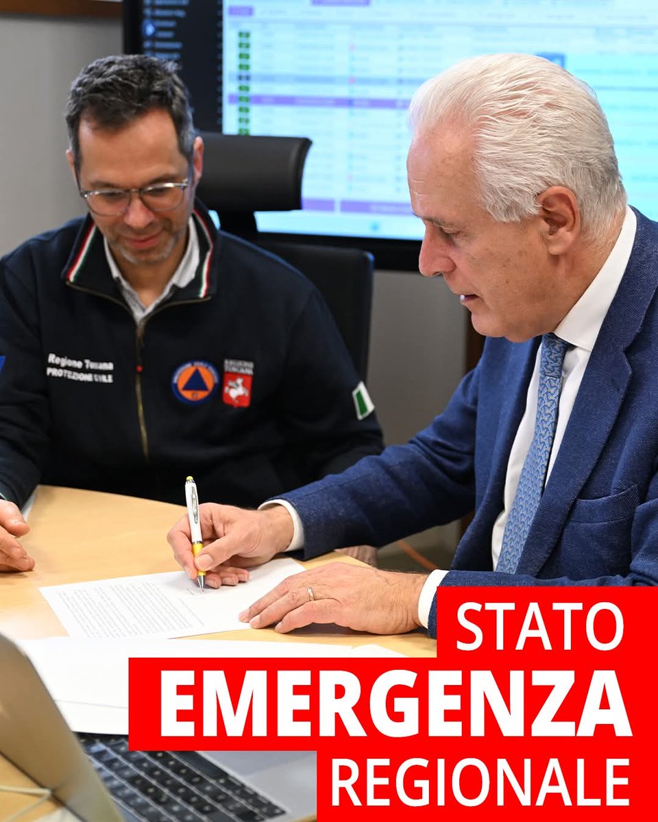 Il presidente <a href="/EugenioGiani/">Eugenio Giani</a> ha firmato il decreto con cui dichiara lo stato di emergenza regionale per gli eventi meteorologici che, a partire dal 14 marzo, hanno colpito varie province della Toscana.

👉Per approfondire: w3.webrt.it/qwmDB