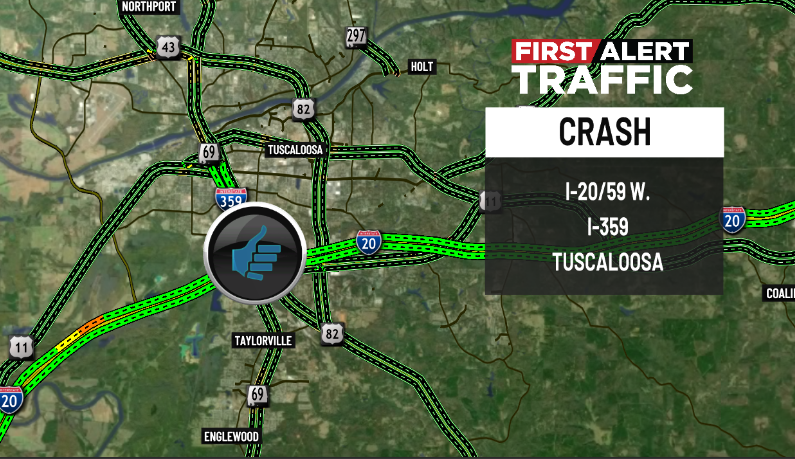 DestinyM_TV's tweet photo. First Alert:
The crash on I-20/59 W. at I-359 in #Tuscaloosa has cleared. @WBRCtraffic @WBRCnews #wbrctraffic https://t.co/lTXCo9mzzi
