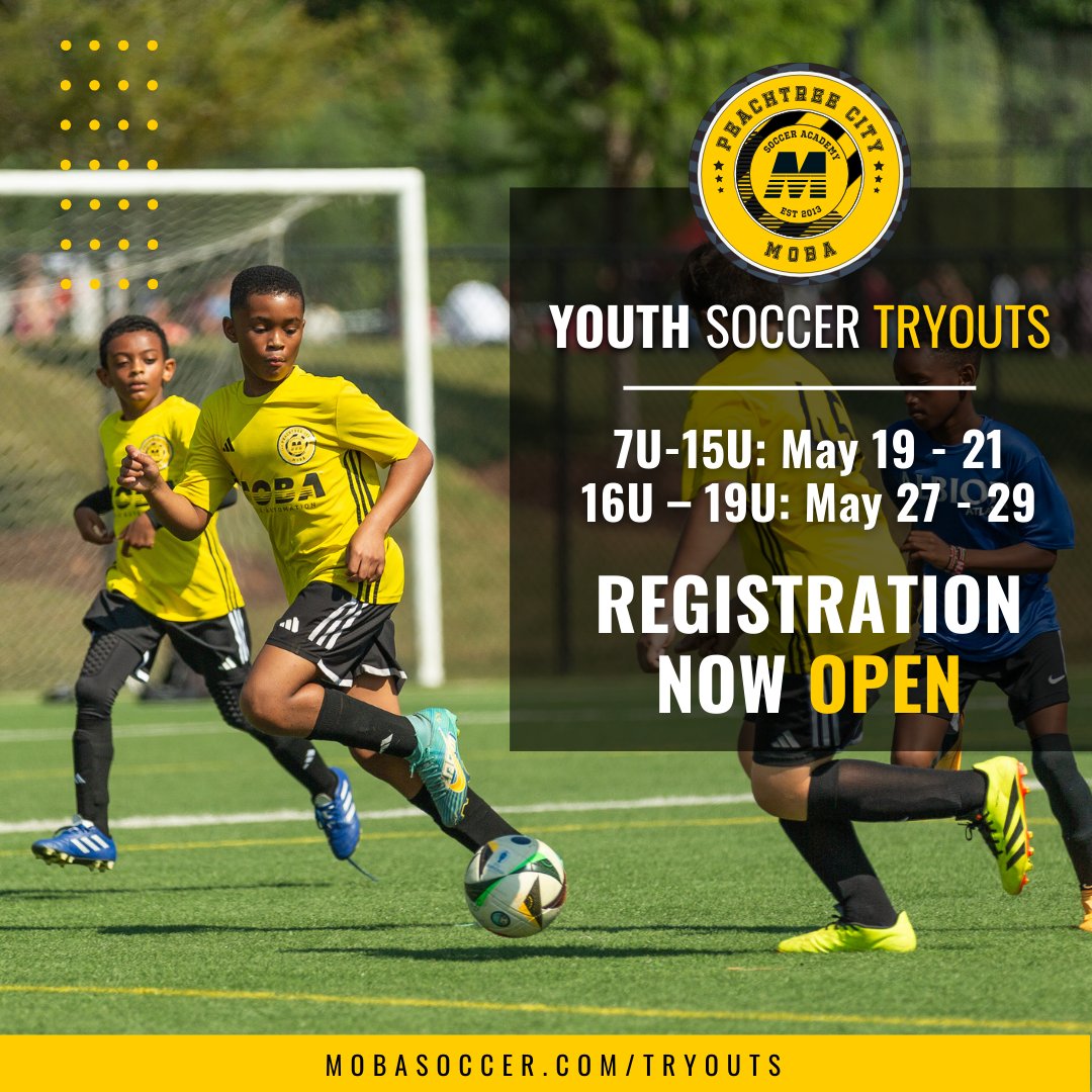 Registration is now open for tryouts! Visit mobasoccer.com/tryouts for more information.
