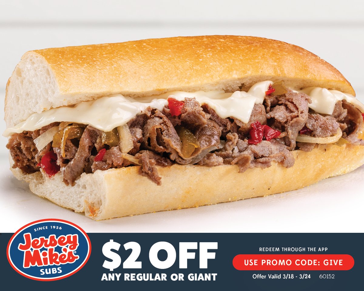 PAPinkZone's tweet photo. Support @jerseymikes (locations in Altoona, Lewistown and State College), which supports Pink Zone during this Month of Giving. This week's coupon, good  through March 24: $2 off a regular or giant! https://t.co/AoltnIW9aS