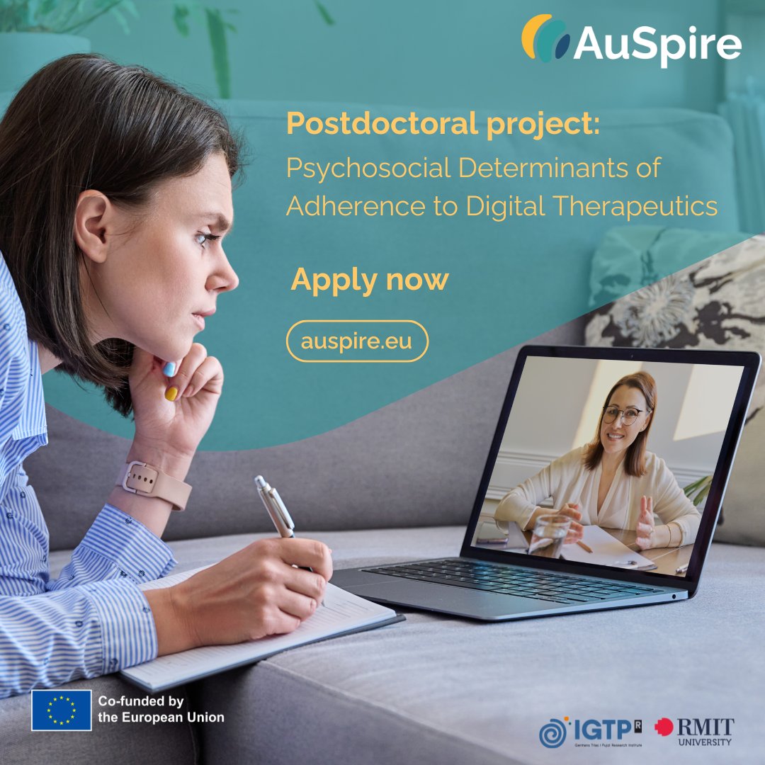 IGTP (@gtrecerca) on Twitter photo 📢 Apply for a postdoctoral fellowship at IGTP as part of the #AuSpire program!
🥼 Focusing on psychosocial determinants affecting patient adherence to prescribed digital therapeutics
⌛ Deadline: 3 April
🔗 igtp.jobs.personio.com/job/1964914?la…
<a href="/RMITEurope/">RMIT Europe</a> <a href="/MSCActions/">Marie Skłodowska-Curie Actions</a> <a href="/HorizonEU/">Horizon Europe 🇪🇺</a> 📢 Apply for a postdoctoral fellowship at IGTP as part of the #AuSpire program!
🥼 Focusing on psychosocial determinants affecting patient adherence to prescribed digital therapeutics
⌛ Deadline: 3 April
🔗 igtp.jobs.personio.com/job/1964914?la…
<a href="/RMITEurope/">RMIT Europe</a> <a href="/MSCActions/">Marie Skłodowska-Curie Actions</a> <a href="/HorizonEU/">Horizon Europe 🇪🇺</a>