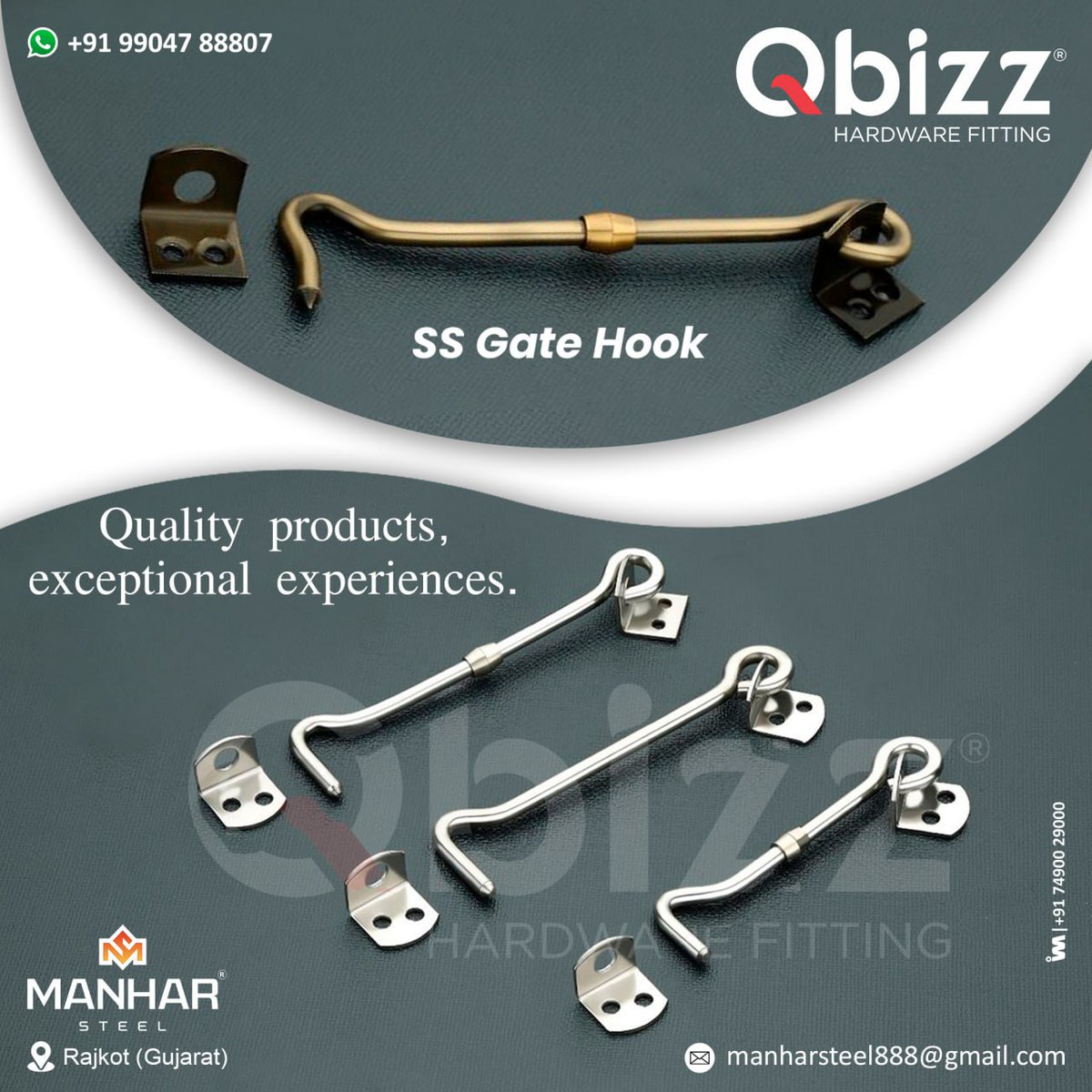 ibais_hardware's tweet image. MANHAR STEEL - RAJKOT

For enquiry via WhatsApp click:
ibais.biz/9904788807

Mr. Ravi Patel - +919904788807
#gatehook #brasshook #brassgatehook #hardwarecollection #brasshardwarecollection #hardwaremanufacturer
.
@ibais_hardware