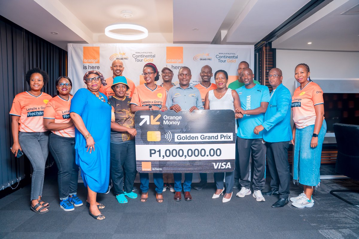 orangebw's tweet photo. Orange Botswana powers the FNB Botswana Golden Grand Prix with a P1 million sponsorship for the highly anticipated track &amp; field showdown this April! 

Get ready for world-class athletics and thrilling moments! 🇧🇼✨

#OrangeBotswana #GoldenGrandPrix https://t.co/lz41LdZGhM