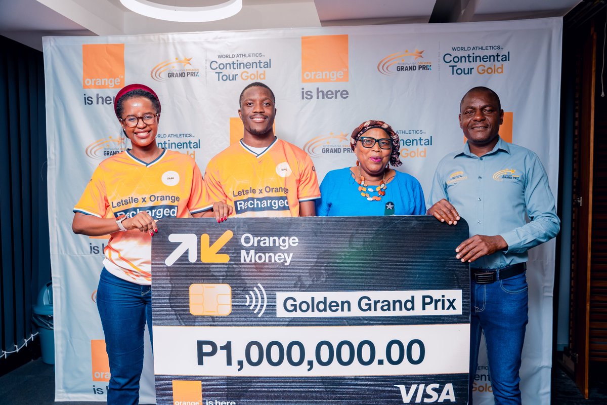 orangebw's tweet photo. Orange Botswana powers the FNB Botswana Golden Grand Prix with a P1 million sponsorship for the highly anticipated track &amp; field showdown this April! 

Get ready for world-class athletics and thrilling moments! 🇧🇼✨

#OrangeBotswana #GoldenGrandPrix https://t.co/lz41LdZGhM