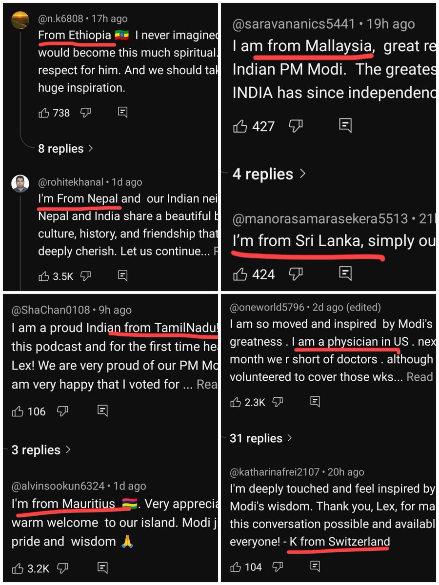 darab_farooqui's tweet image. Have you watched Modi's Lex Fridman interview? You don't have to, but please do read the comments. 

People from all across the world have commented on it, praising Modi and mentioning where they are from. 

One of them is actually from North Korea. 😜 Seriously, I'm not kidding.…