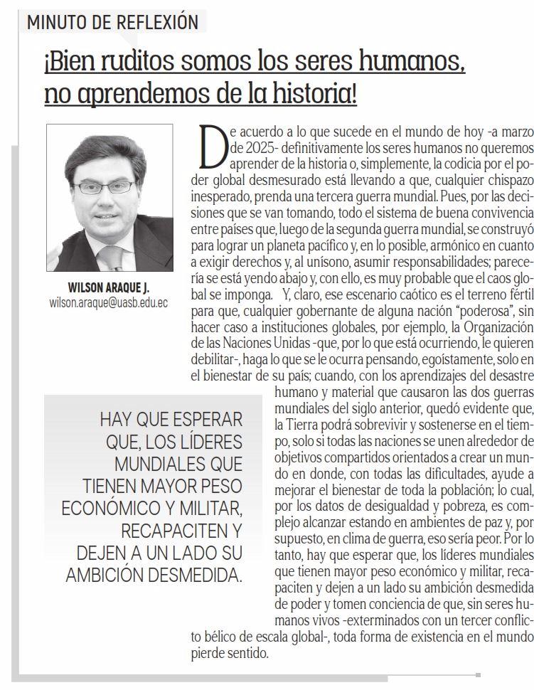 uasbecuador's tweet photo. 📍 𝗢𝗣𝗜𝗡𝗜𝗢́𝗡 | ¡Recomendado! 📰

Conoce el análisis de nuestro vicerrector, @wilsonaraquej, en su artículo "¡𝗕𝗶𝗲𝗻 𝗿𝘂𝗱𝗶𝘁𝗼𝘀 𝘀𝗼𝗺𝗼𝘀 𝗹𝗼𝘀 𝘀𝗲𝗿𝗲𝘀 𝗵𝘂𝗺𝗮𝗻𝗼����, 𝗻𝗼 𝗮𝗽𝗿𝗲𝗻𝗱𝗲𝗺𝗼𝘀 𝗱𝗲 𝗹𝗮 𝗵𝗶𝘀𝘁𝗼𝗿𝗶𝗮¡".

🚀 Adéntrate en su análisis en esta edición de @elnorteadiario.

🔗 Lee el artículo completo 👇🏻👇🏻

@Observa_PyME
