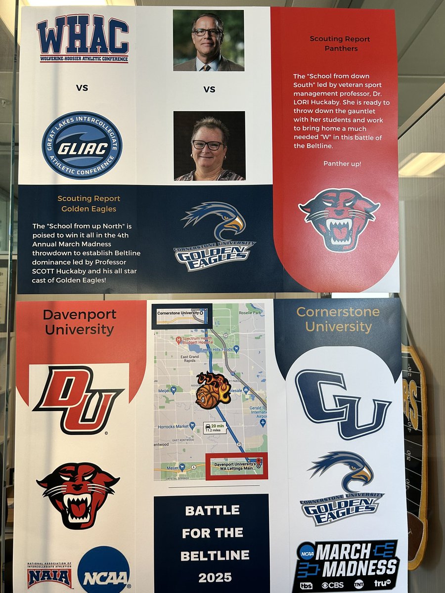 proflj's tweet image. Here we go! Let’s go DU!
@DavenportU @DUAthletics @CornerstoneU 
#DUit #BeltlineBattle #MarchMadness #SportManagement