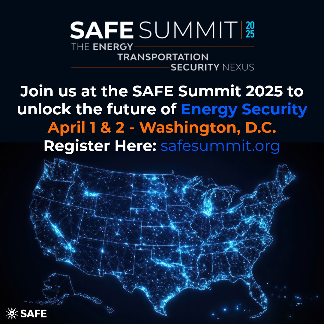 ⚡️Transmission, permitting reform, &amp; grid security are increasingly important topics as geopolitical tensions grow &amp; energy demands skyrocket.

🔌Join us at SAFE Summit 2025 as we discuss issues surrounding the power grid, critical minerals and emerging transportation