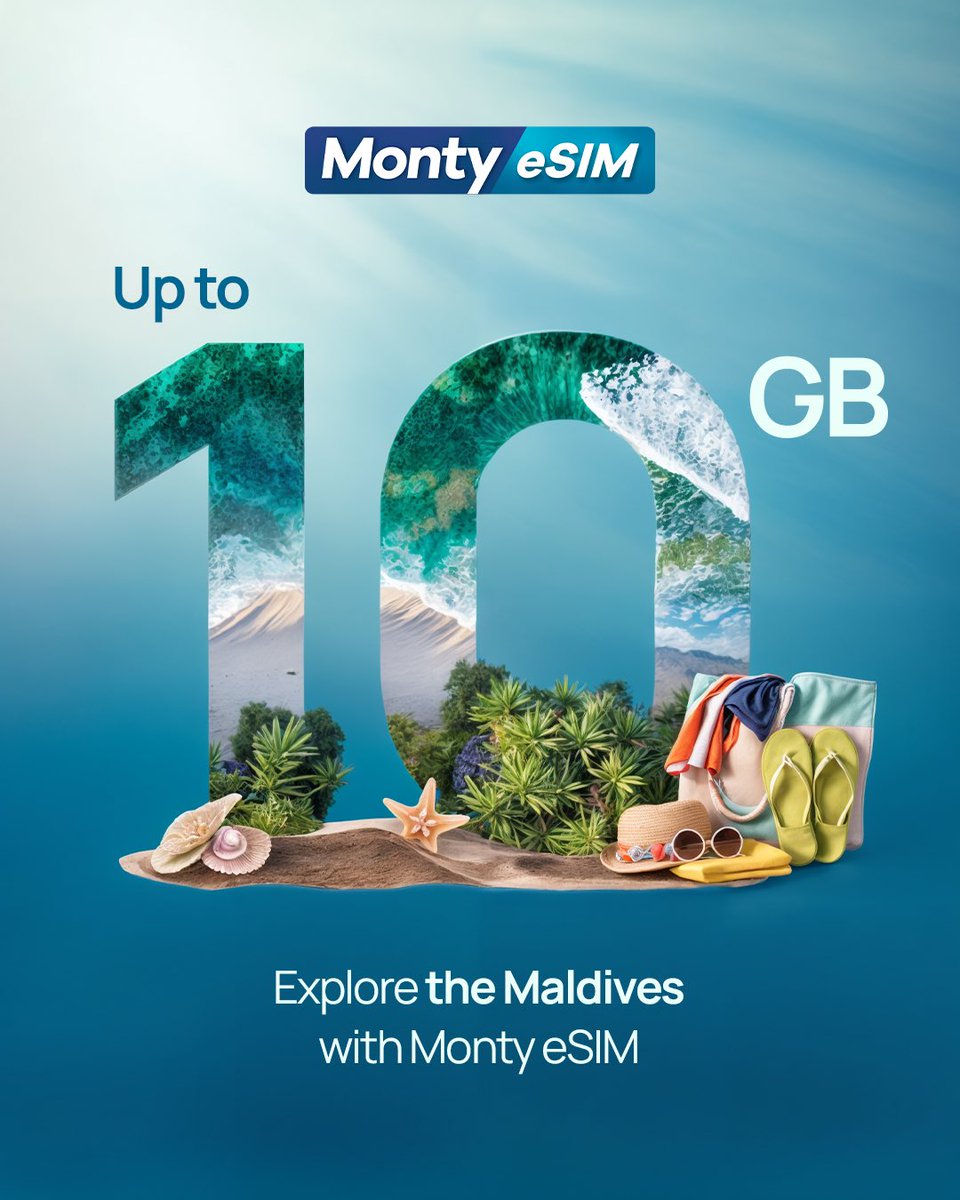 Escape to paradise without losing connection! 🌅 Explore &amp; stay connected in the Maldives with Monty eSIM.
#MontyeSIM #explore #travel #eSIM #maldives