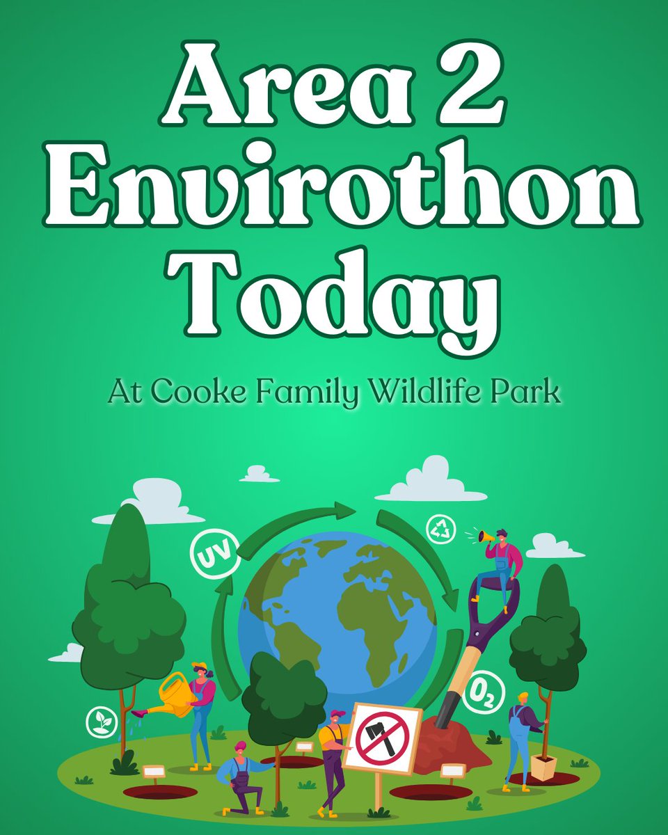 The Area 2 Envirothon is finally here! It is being held at the Cooke Family Wildlife Park. We can't wait to see you there!🌎🌱💚