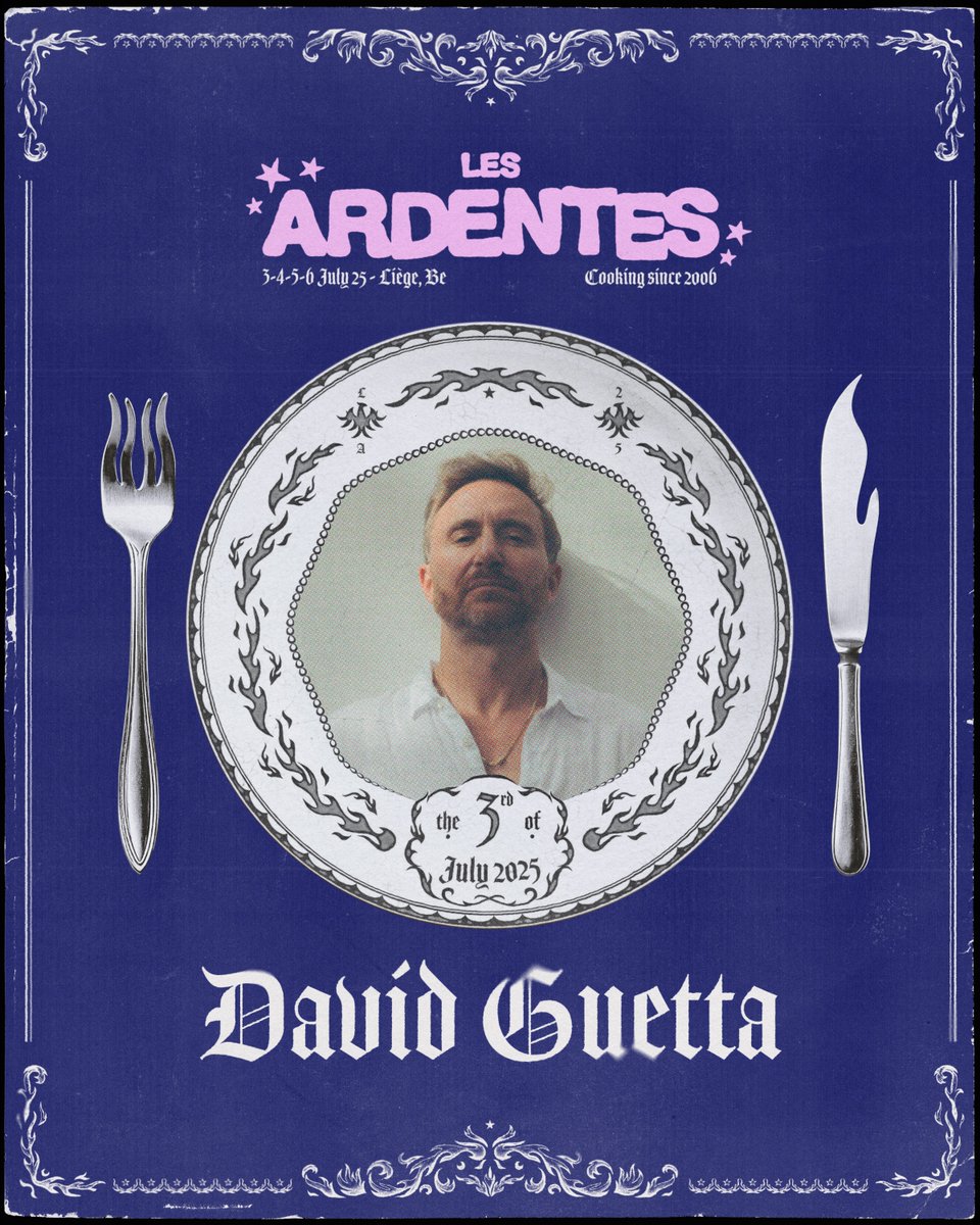 PLAT DU JOUR : DAVID GUETTA 💥

Le boss pour la toute première fois aux Ardentes !!

Il rejoint la programmation du jeudi 3 juillet aux côtés de Laylow, Damso, Peso Pluma, Vald et beaucoup d’autres pour la journée du jeudi !!

Rendez-vous sur lesardentes.be pour ton pass