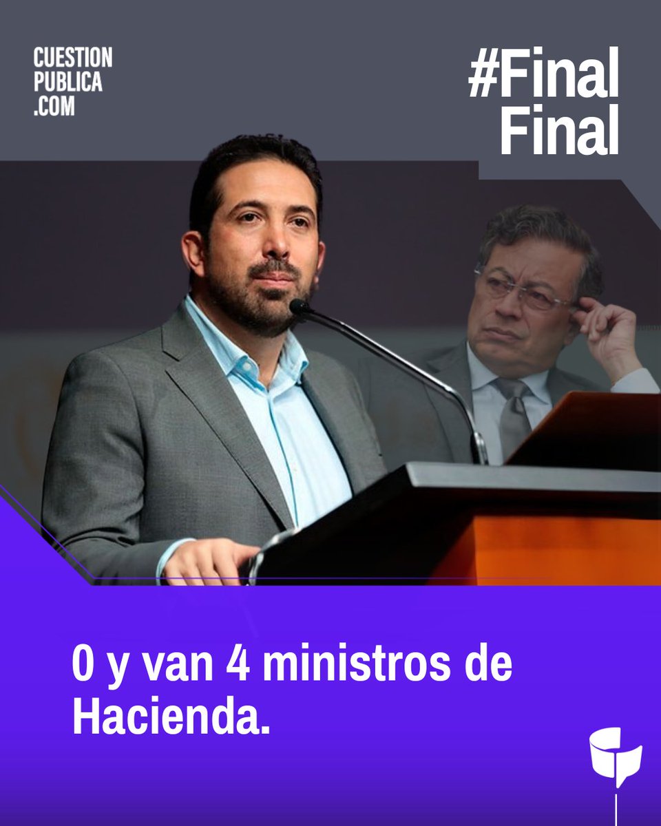cuestion_p's tweet photo. #FinalFinal | Diego Guevara ya no es más el ministro de Hacienda de Gustavo Petro. Hoy en su cuenta de X, el saliente funcionario afirmó que "después de una conversación personal tranquila y amable con el señor presidente" presentó su renuncia al cargo. https://t.co/HRNpUebx3S