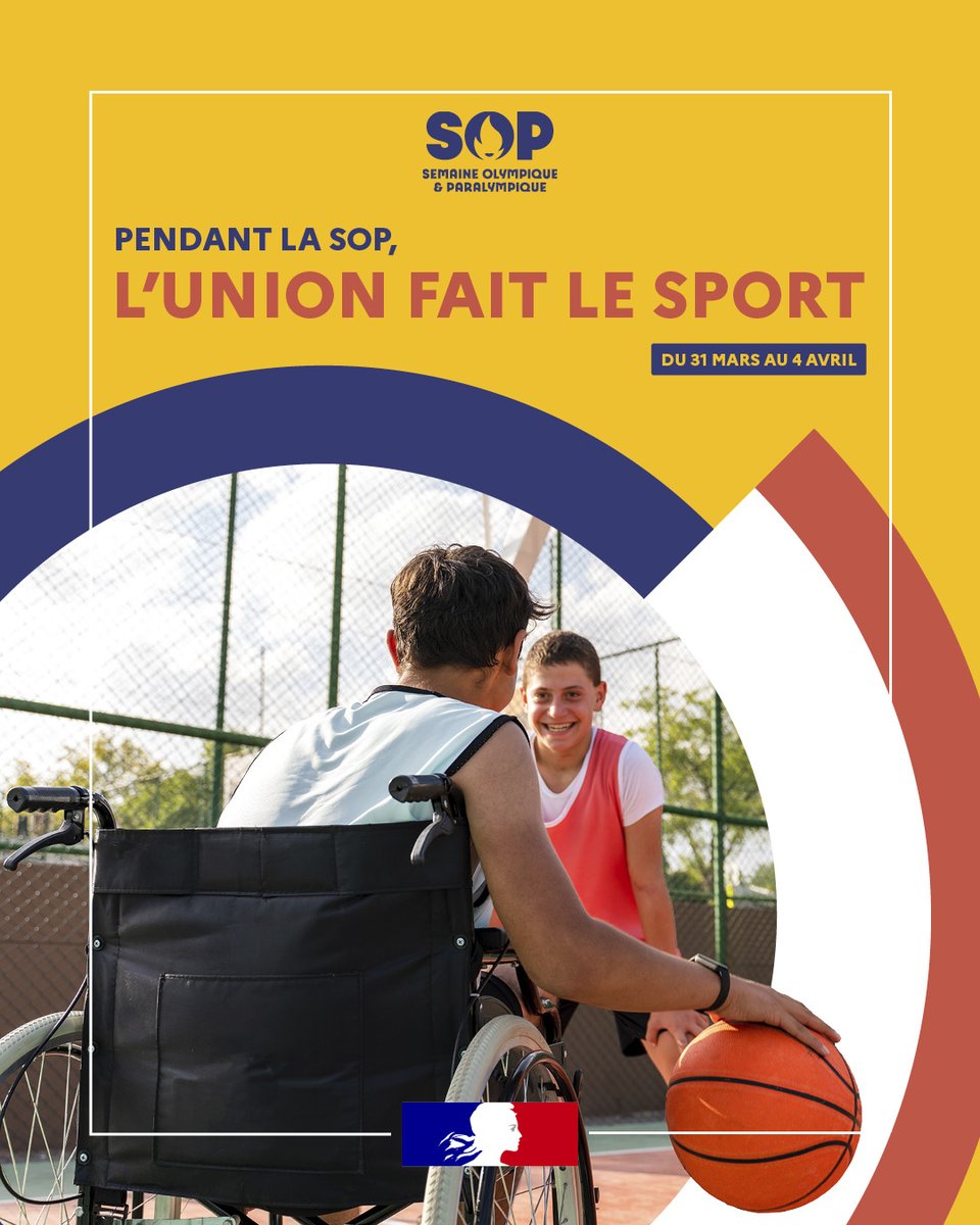 #SOP2025 | 🏅 L’UNION FAIT LE SPORT ! 🏀🎾

Du 31 mars au 4 avril, rejoignez la Semaine Olympique et Paralympique 2025 et découvrez "L’union fait le sport", une initiative qui encourage la pratique sportive partagée entre élèves en situation de handicap et élèves valides 💪🤝

📍