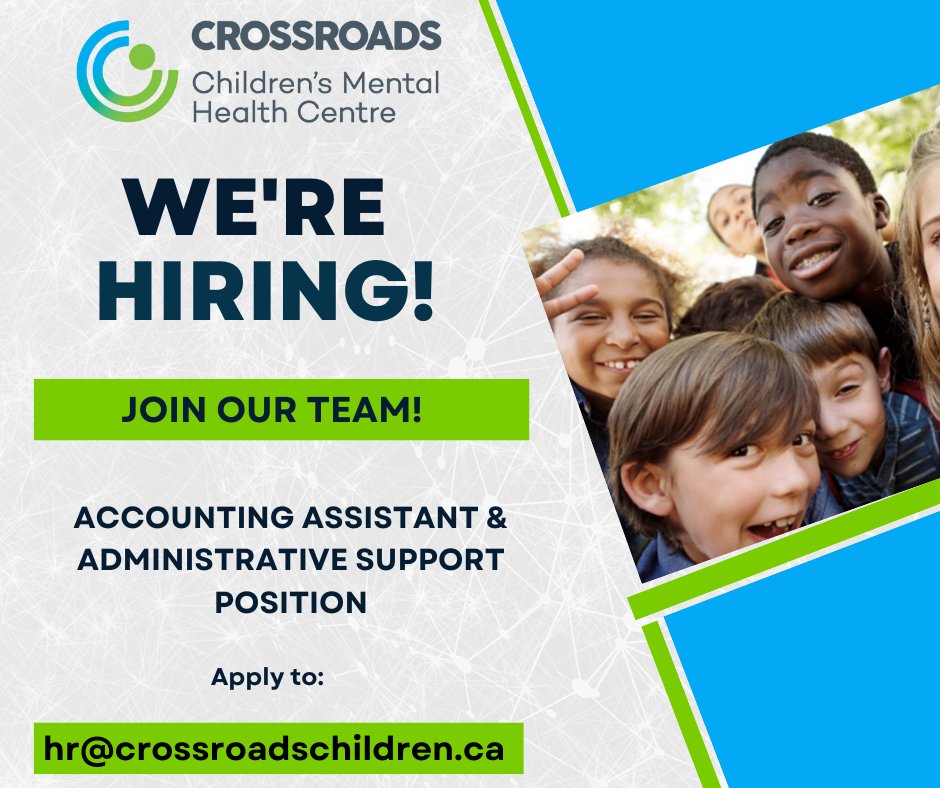 If you're looking for a respectful, friendly &amp; supportive workplace, come work with us!  This is a hybrid position with flexible hours and great benefits.  Visit crossroadschildren.ca/careers for all the details.