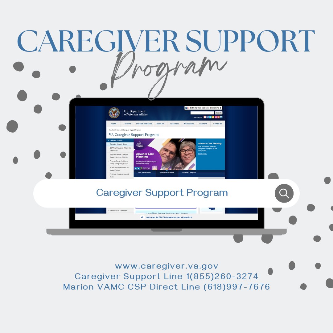 The VA Caregiver Support Program provides clinical services to caregivers of eligible Veterans, promoting their well-being through education and support. Learn more at  or call 1-855-260-3274 for the Caregiver Support Line.