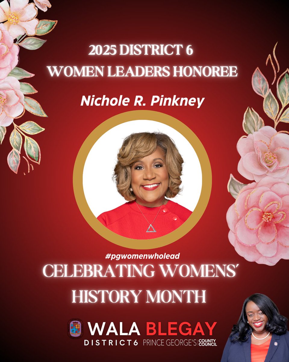 Celebrating Women’s’ History Month 🎉2025 District 6 Women Leaders Honoree 🎉 Nichole Pinkney #pgwomenwholead 💜🌿🌷 #WomensHistoryMonth #BreakingBarriers #WomenLeaders #Trailblazers #EmpoweredWomenEmpowerWomen #princegeorgecountystrong #strongertogether 💜🌿🌷