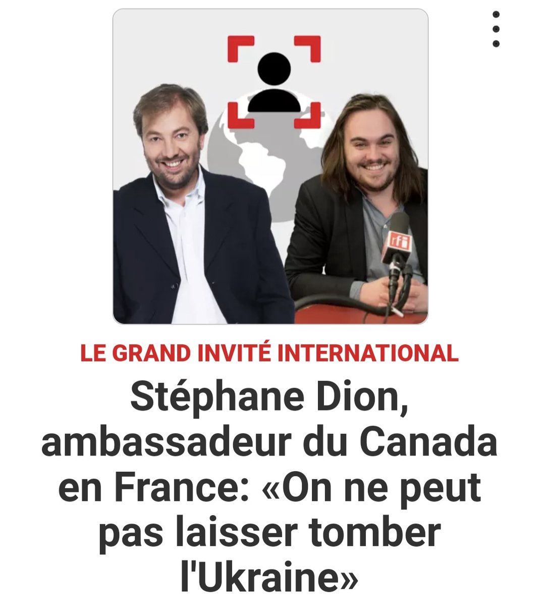 Soutien indéfectible à l’#Ukraine, visite du <a href="/PMcanadien/">Premier ministre du Canada</a> à Paris : au micro d’<a href="/ArnaudPontusRFI/">Arnaud PONTUS</a>, j’ai évoqué la volonté du Canada de diversifier et renforcer nos liens commerciaux et géostratégiques avec la France et toute l’Europe. tinyurl.com/yc3nw293 #RFIMatin