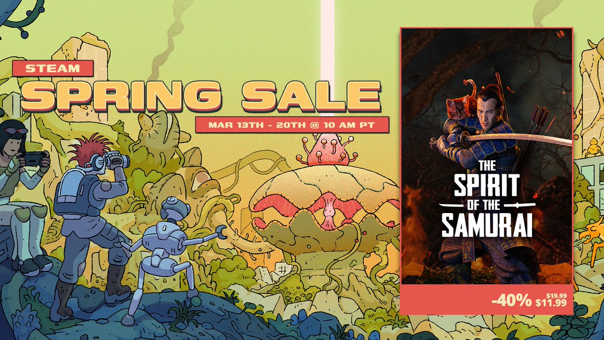 You've only got ONE DAY LEFT to grab your copy of The Spirit of the Samurai on a massive 40% discount as part of the Steam Spring Sale 🌸 

🎮 Buy Now: bit.ly/441AMZA 

#SotS 🦊 
#wishlistwednesday #SteamSpringSale #sale #discount #indiedev #unity