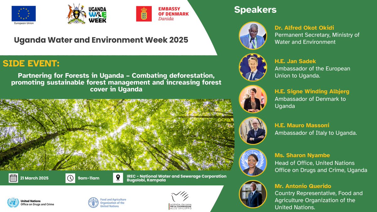🌳 Join #TeamEurope 🇪🇺 in Uganda to mark #InternationalDayofForests + 🇺🇬 Uganda Water &amp; Environment Week #UWEWK2025.  

Together with our partners, we are hosting an event on sustainable forest management.  

Register now to join us on Friday, 9-11am
👉shorturl.at/eww9q