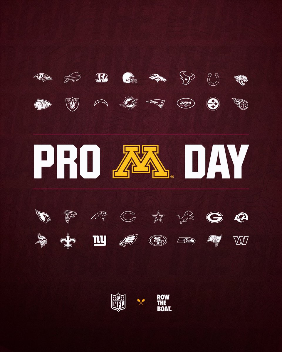 Every NFL team is in the building to witness the best the Maroon and Gold have to offer on pROW Day! 🫡

#RTB #SkiUMah #Gophers