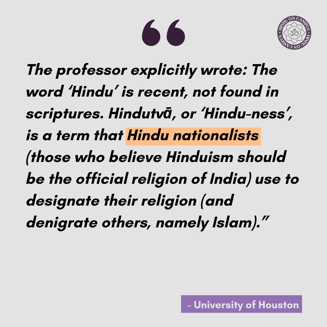 hinduoncampus's tweet image. ALERT: A Hindu student at @UHouston is reported to be in a class wherein the Professor is  delegitimizing Hindu identity, linking it to politics and religious extremism. 

&amp;gt;90% of Muslims and other minority groups see themselves as proud to be Indian (Source: Pew Research Center)