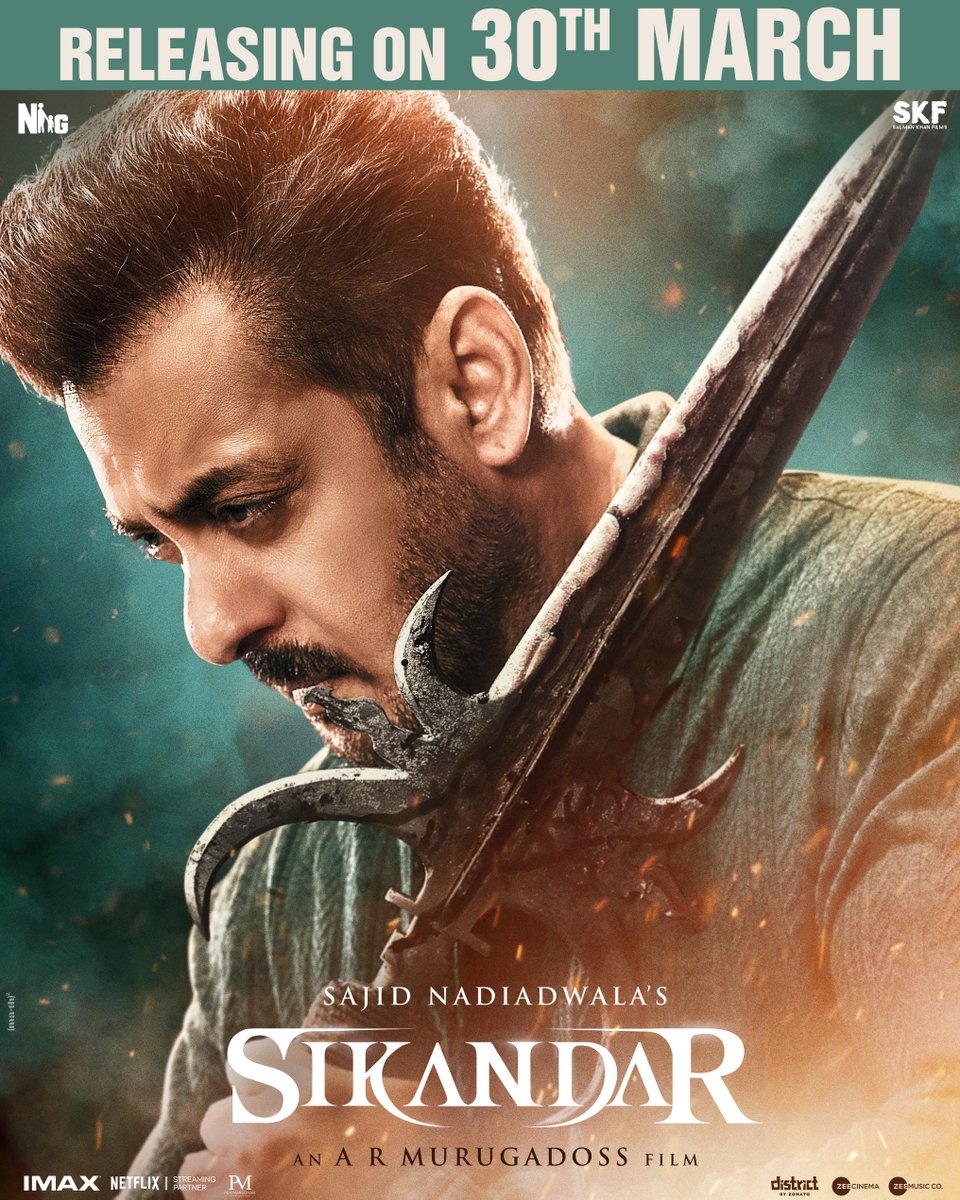 See you in theatres worldwide on 30th March! #Sikandar 

#SajidNadiadwala’s #Sikandar  
Directed by <a href="/ARMurugadoss/">A.R.Murugadoss</a> 

<a href="/iamRashmika/">Rashmika Mandanna</a> #Sathyaraj <a href="/TheSharmanJoshi/">Sharman Joshi</a> <a href="/MsKajalAggarwal/">Kajal Aggarwal</a> <a href="/prateikbabbar/">prat ( prateik smita patil )</a> #AnjiniDhawan <a href="/jatinsarna/">Jatin sarna</a> #AyanKhan 

<a href="/DOP_Tirru/">Thirunavukarasu</a> <a href="/ipritamofficial/">Pritam</a> <a href="/Music_Santhosh/">Santhosh Narayanan</a>
