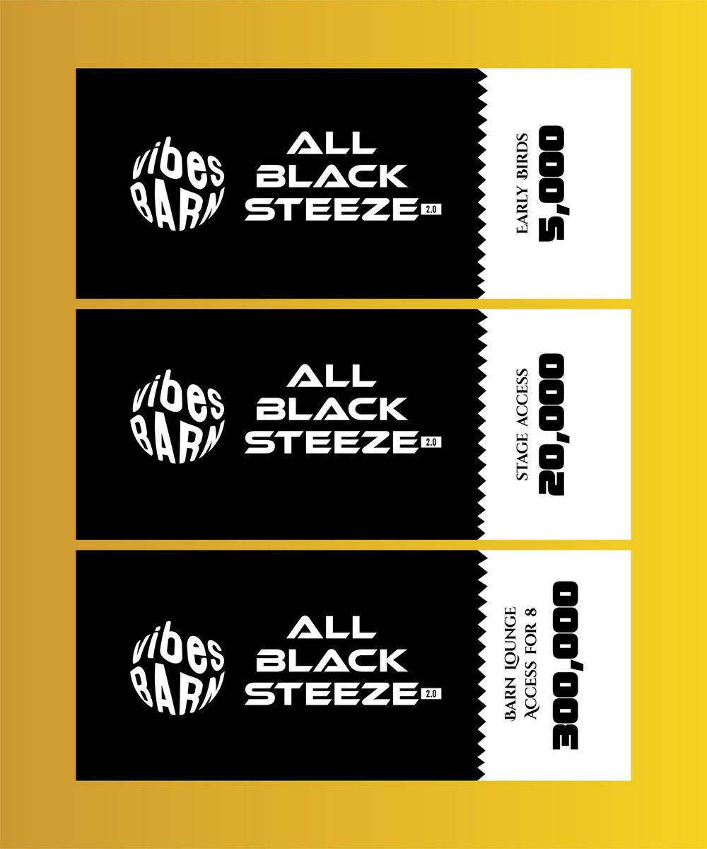 vibesbarn's tweet photo. ALL BLACK STEEZE 2.0 TICKETS ARE NOW ON SALE!

How to buy: 
• Log on to https://t.co/xk9JhK7gLK and follow the prompt to get yours.
• SEND US A DM. 
• Reach out to @qwineno18 @NnamsoBomb_ @McBeto_ 

30th we get jiggy📢🏁 https://t.co/e5TWLLlGFU