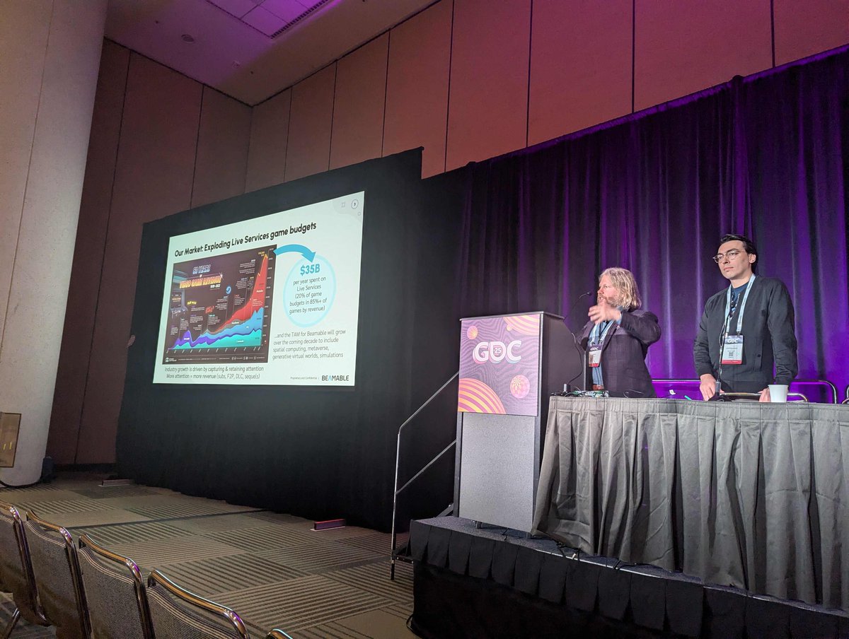 Beamable's tweet photo. 🚀 Beamable at GDC – Day 2 Recap! 🎮

What a day at #GDC2025! We had incredible conversations with game developers, explored the future of Web3 gaming, and participated in some truly insightful events. Here’s what went down:

🔹 🎤 Beamable Session @ GDC – Jon Radoff & Ali El Rhermoul delivered a powerful talk on how to de-risk live ops with a decentralized backend. Their insights on reducing operational risks while maximizing scalability sparked great discussions.

🔹 🔥 Sui Gaming Summit – Trapper Markelz dove deep into scalable Web3 monetization, exploring how decentralized economies can empower developers and players alike. 

🔹 🐺 Alpha Night @WolvesDEN__– We wrapped up the night with high-impact networking alongside some of the brightest minds in Web3 gaming. Conversations flowed, connections were made, and the energy was electric.

GDC continues to be an incredible showcase of innovation, collaboration, and the future of gaming. Looking forward to what’s next today!