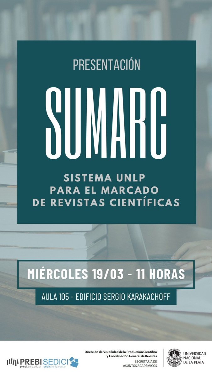 📢 Ahora en el Karakachoff! 📚

Presentación de SUMARC - Sistema UNLP para el marcado de revistas científicas