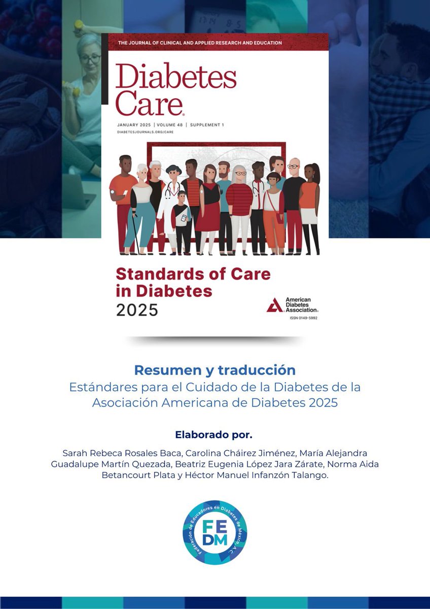 Desde hace algunos años, la #FEDM se ha comprometido en generar un resumen y traducción (no autorizada) de los estándares de la ADA.

Una alternativa para revisar con detalle las actualizaciones en nuestro idioma. 

#SoyFEDM #EducadoresenDiabetes