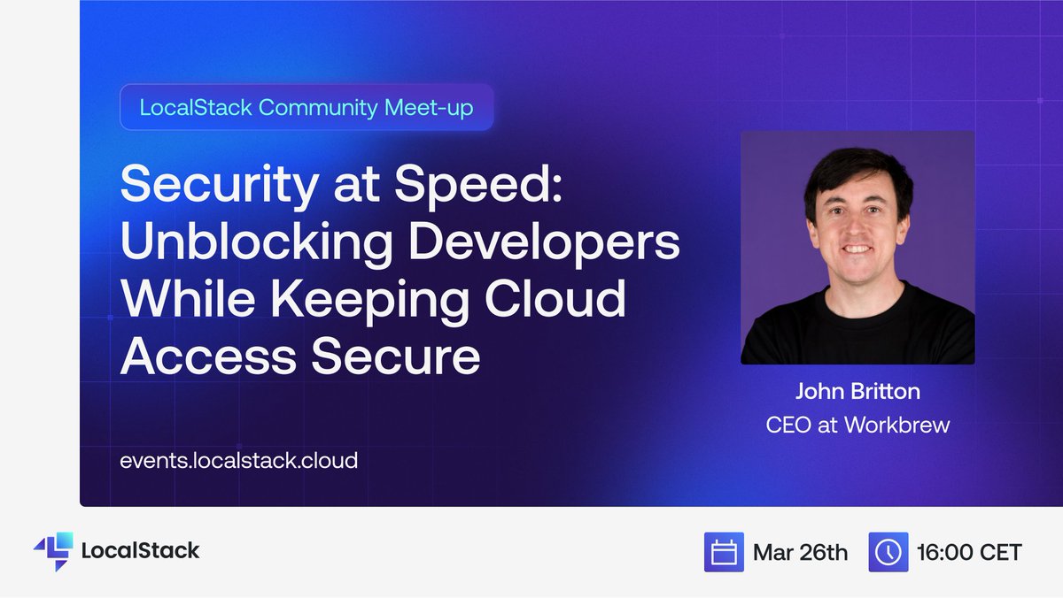 localstack's tweet image. Security is essential, even in regulated industries—but it shouldn’t slow #DeveloperVelocity. 
See how @Workbrew_ extends Homebrew for enterprises to automate security, ensure compliance, and keep devs moving.
RSVP: meetup.com/localstack-com…
#Security #LocalFirst #Enterprise
