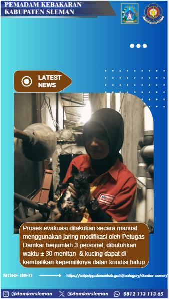 damkarsleman's tweet photo. Rabu, 19 Maret 2025 pukul 16:57 WIB Mako Damkar Sleman mendapat laporan permintaan evakuasi Baby Kucing masuk Sumur yang beralamat di Jl Perumnas Dabag, Condongcatur, Depok, Kab.Sleman. https://t.co/zPgmVXU4oG