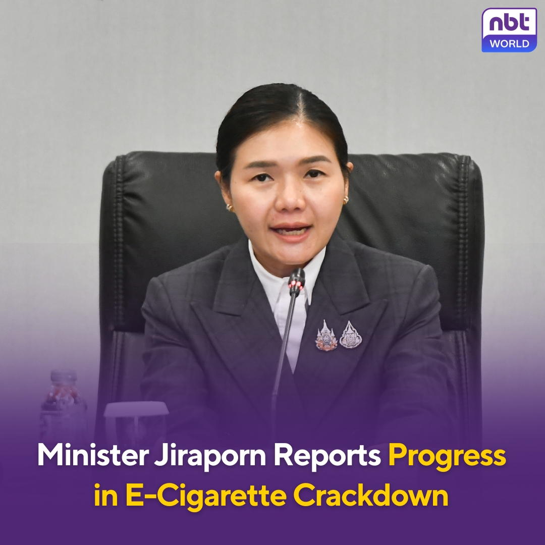 NBTWORLDNews's tweet image. The government has ramped up its crackdown on illegal e-cigarette distribution, with Prime Minister’s Office Minister Jiraporn Sindhuprai reporting substantial progress. 

See more: Facebook.com/nbtworld

#ECigaretteBan #IllegalTrade #BorderControl #PublicHealth #NBTWorld
