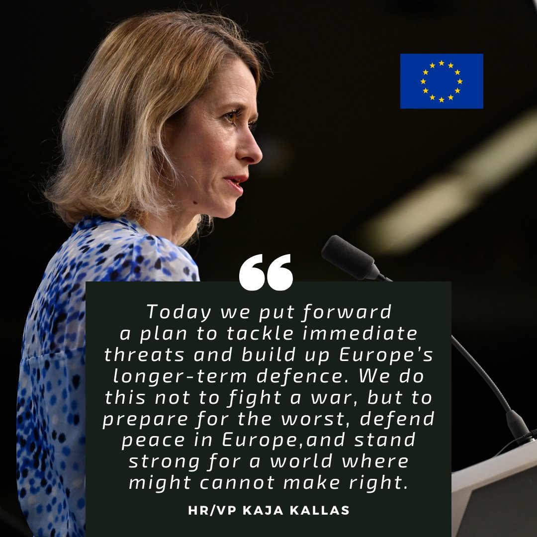 European External Action Service - EEAS 🇪🇺 (@eu_eeas) on Twitter photo Today, HR/VP <a href="/kajakallas/">Kaja Kallas</a> and the <a href="/eucommission/">EU Commission</a> presented the White Paper on the future of European Defence – Readiness 2030: a blueprint for action.
Read more: europa.eu/!J9qy7c Today, HR/VP <a href="/kajakallas/">Kaja Kallas</a> and the <a href="/eucommission/">EU Commission</a> presented the White Paper on the future of European Defence – Readiness 2030: a blueprint for action.
Read more: europa.eu/!J9qy7c